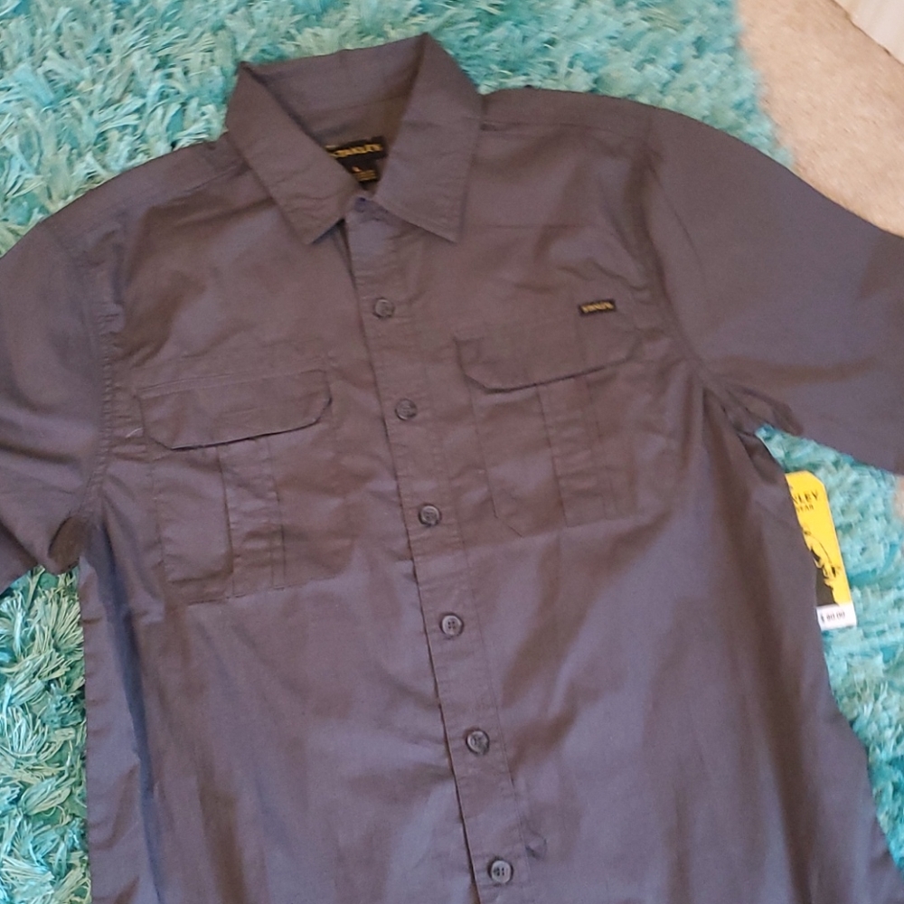 nwt men's l gray Stanley work s/s shirt 2 pockets